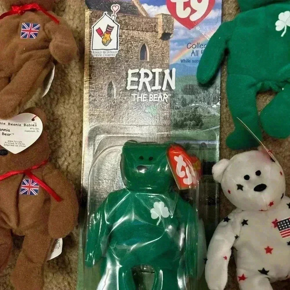 Lot Of 8 Small Beanie Babies Britannia, Erin, Maple, Glory The Bears - Picture 8 of 11